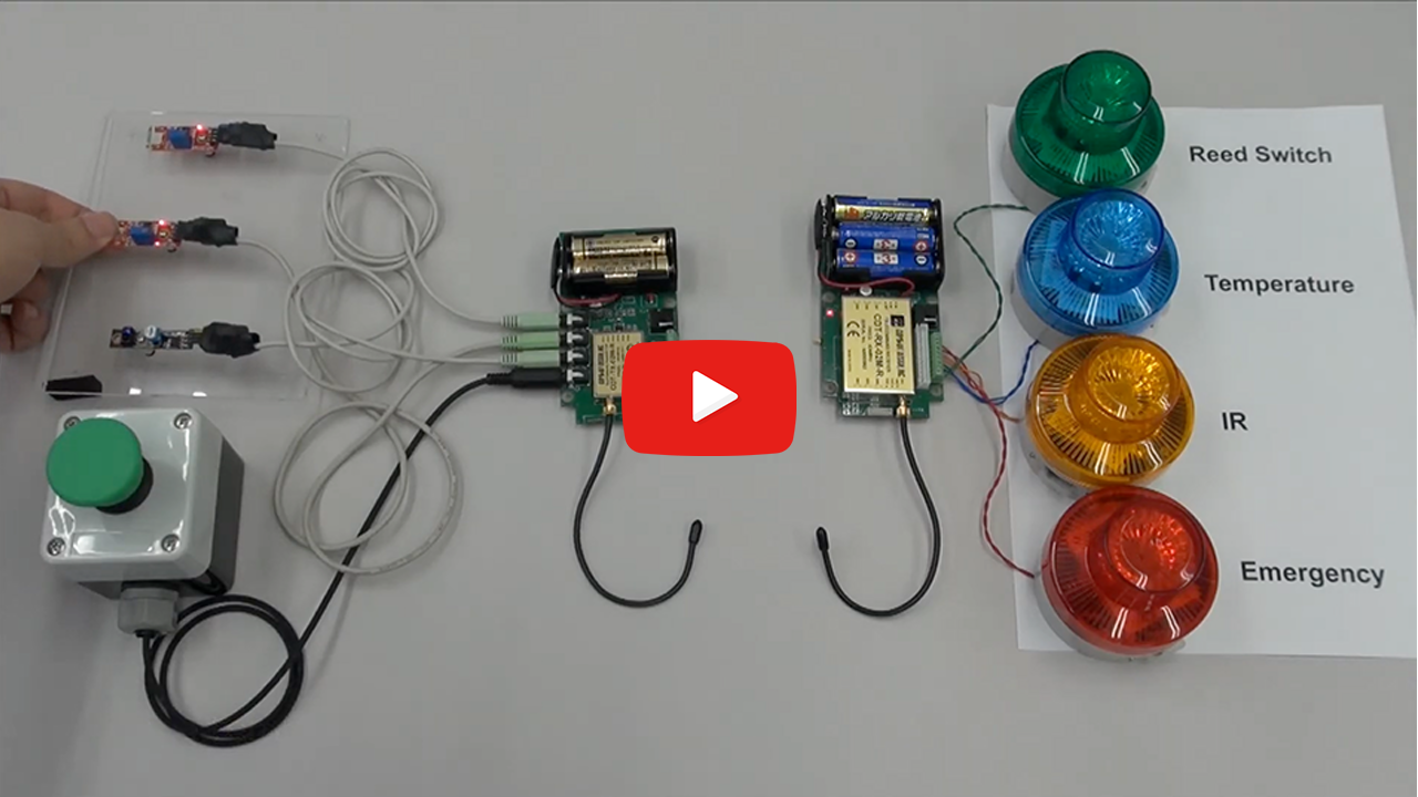 [ Video ] [ CDT-TX-02M-R, CDT-RX-02M-R ] - Demonstrating how to send ON-OFF sensor data in the 434 MHz ISM band.